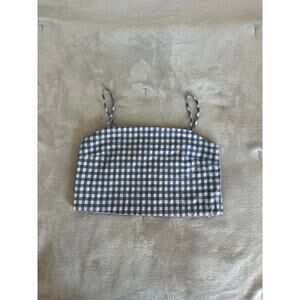 Brandy Melville J. Galt  Blue and White Gingham Crop Top Size Large